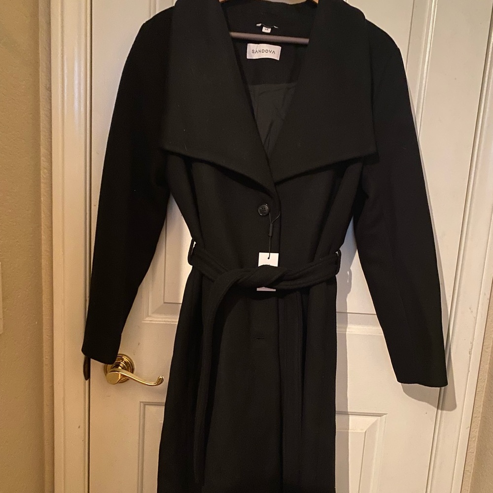NWT LG Sandova Canadian Black Wool Coat Wrap